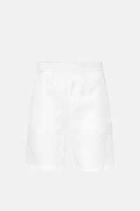 Front view of 04651/ A trip in a bag Linen shorts white, comfortable pure linen, elastic waistband, French pockets, patch back pocket.

Description: With this airy model, 04651/ A TRIP IN A BAG presents a comfortable pair of pure linen shorts that are the