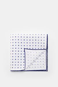 Rosi Collection Linen pocket square 'Fox' white/navy patterned