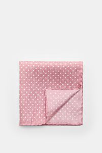 Rosi Collection Silk pocket square 'Silk' antique pink/white with polka dots