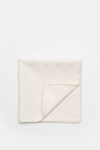 Alt tag (125 characters max):
Brunello Cucinelli Silk pocket square cream patterned with medallion weave, rolled edges, photographed from above on white background.

Additional description:
Elegant accent: This silk pocket square by BRUNELLO CUCINELLI 