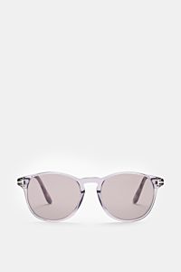 Tom Ford Sonnenbrille 'Lewis' grau/creme/dunkelbraun gemustert, frontale Ansicht, leicht gerundete Silhouette, melierte Optik, getönte Kunststoffgläser, Acetat-Rahmen, 100% UV-Schutz, inkl. Samt-Etui.