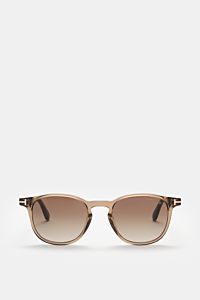 Tom Ford Sonnenbrille 'Holt' graubraun, leicht gerundete Silhouette, melierte Optik, gleichmäßig getönte Kunststoffgläser, frontal fotografiert