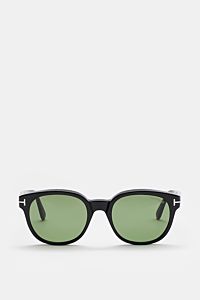 Tom Ford Sonnenbrille 'Mert' schwarz, frontale Aufnahme, leicht gerundete Silhouette, melierte Optik, Acetat-Rahmen, gleichmäßig getönte Kunststoffgläser, 100% UV-Schutz, Filterkategorie 3, inkl. Samt-Hartschalenetui.