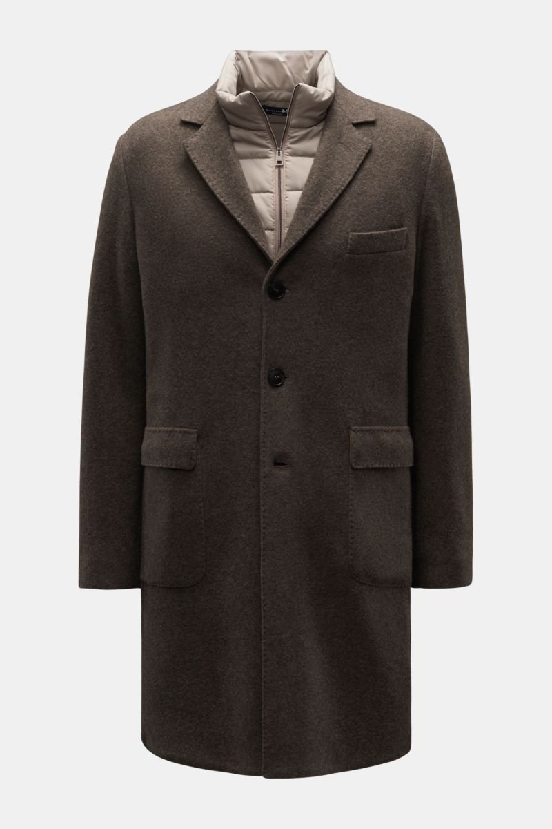 Jersey wool coat grey-brown
