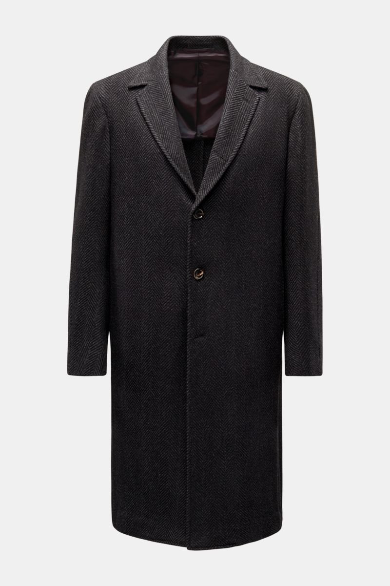 Cashmere coat 'Cuenea' dark grey/black striped