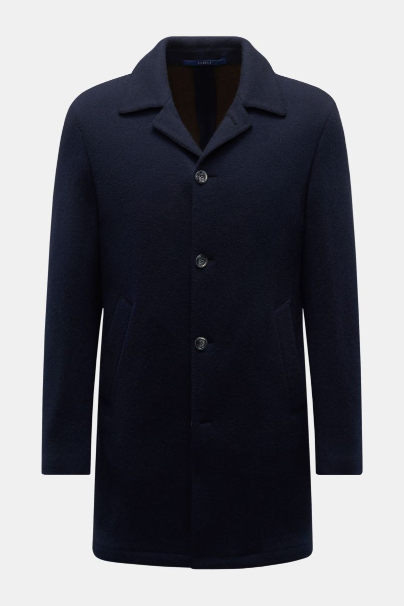 Cashmere jersey coat 'Flanell Double' navy