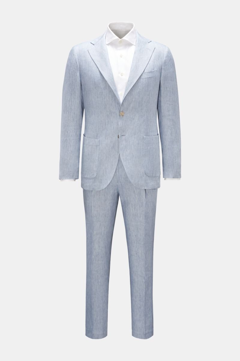 NWT $6395 BRIONI Two Button Gray-Sky Blue Stripe Wool and Silk Suit 42 L |  eBay
