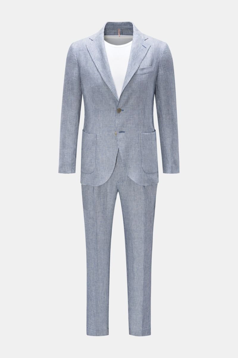 Linen suit blue/white checked