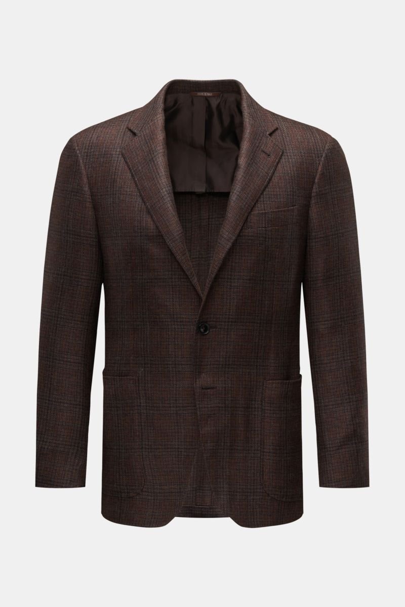 Smart-casual jacket dark brown checked