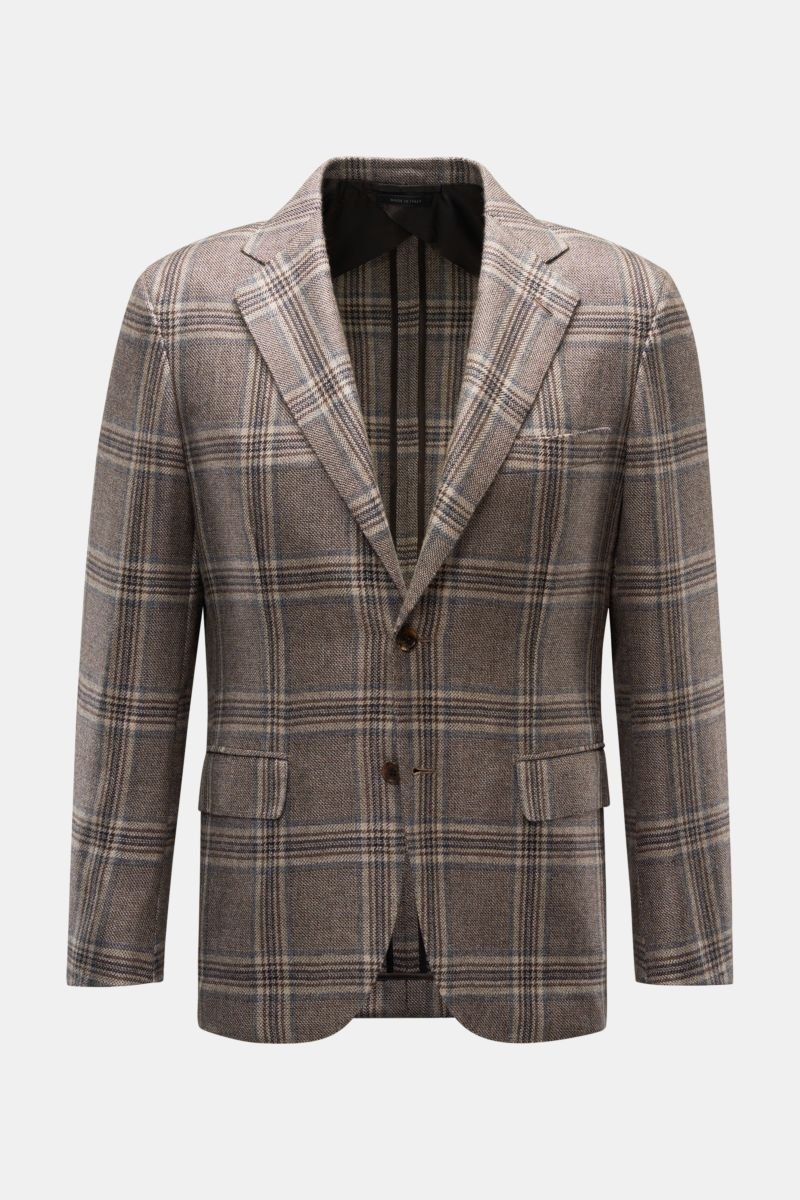 Cashmere jacket 'New Plume' dark brown/beige checked