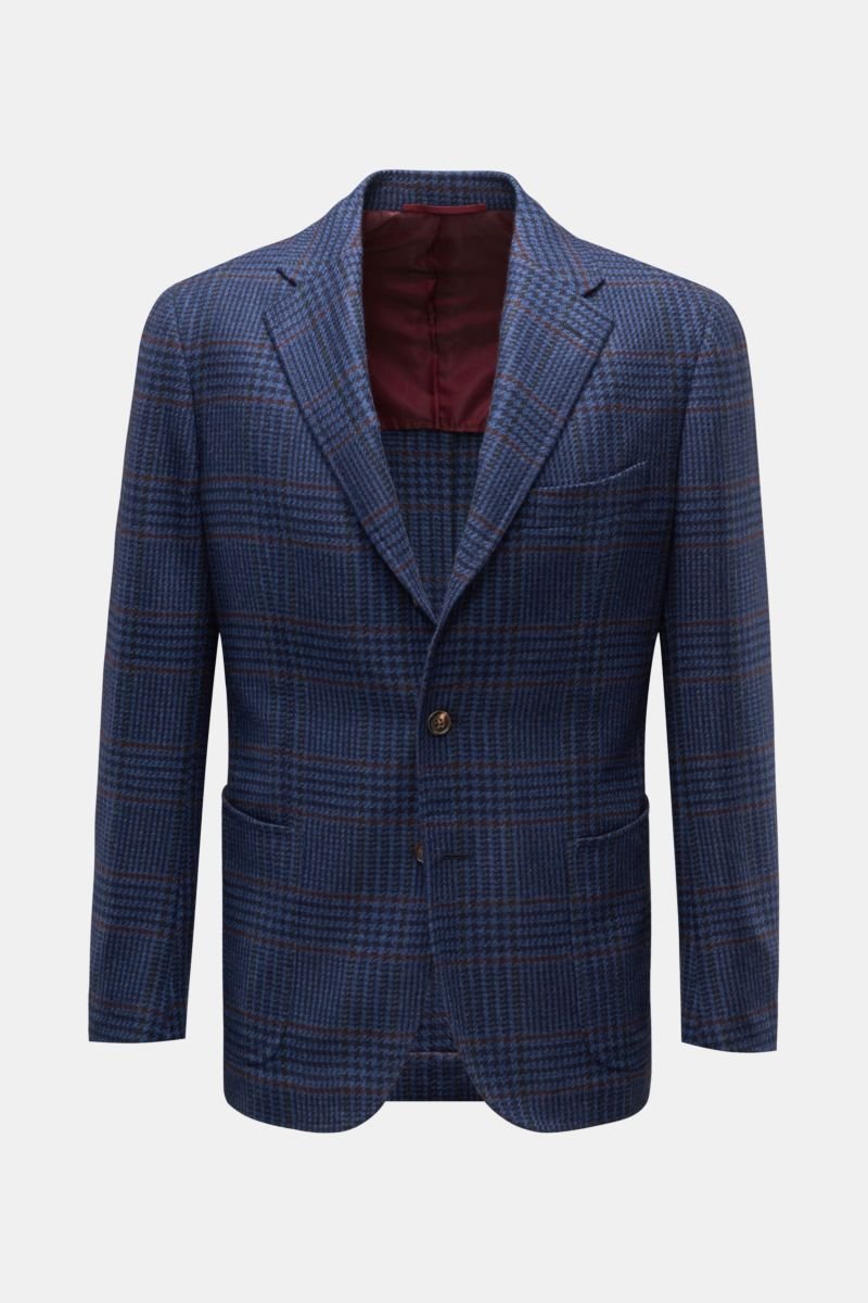Cashmere jacket 'Fausto' grey-blue/burgundy checked 