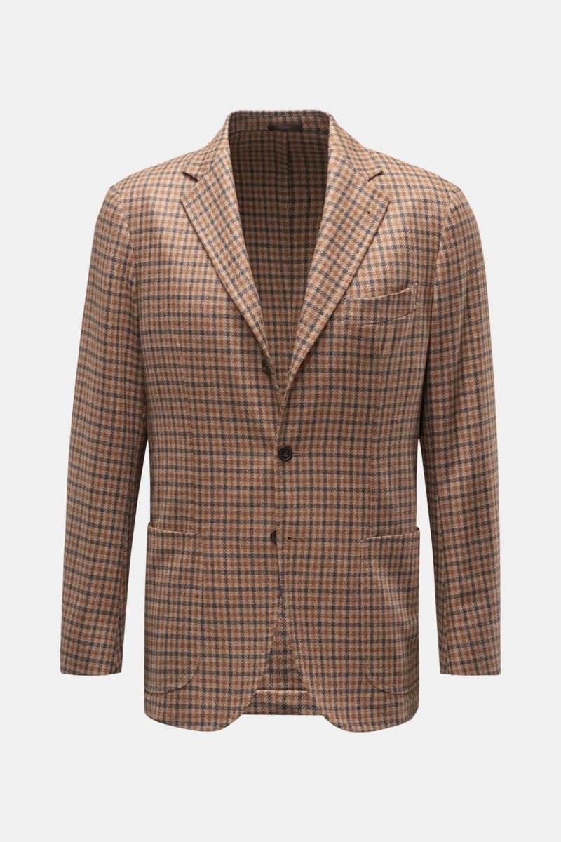 Smart-casual jacket light brown/beige/grey checked
