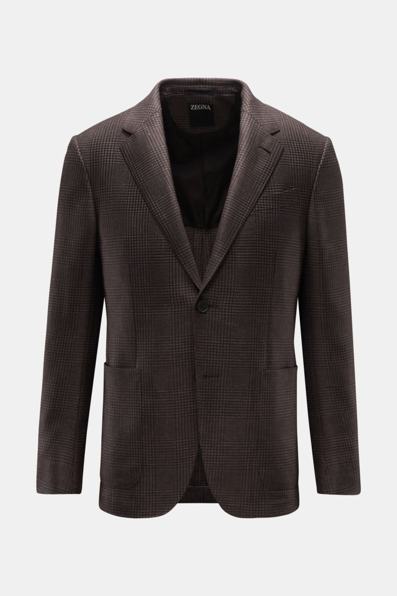 Smart-casual jacket dark brown/grey checked