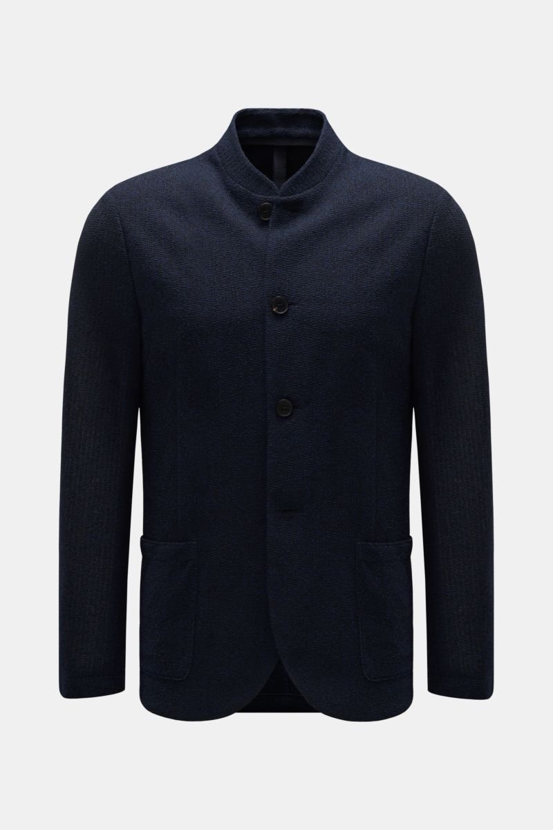 Knit blazer 'Nehru Jacket' dark blue/black patterned
