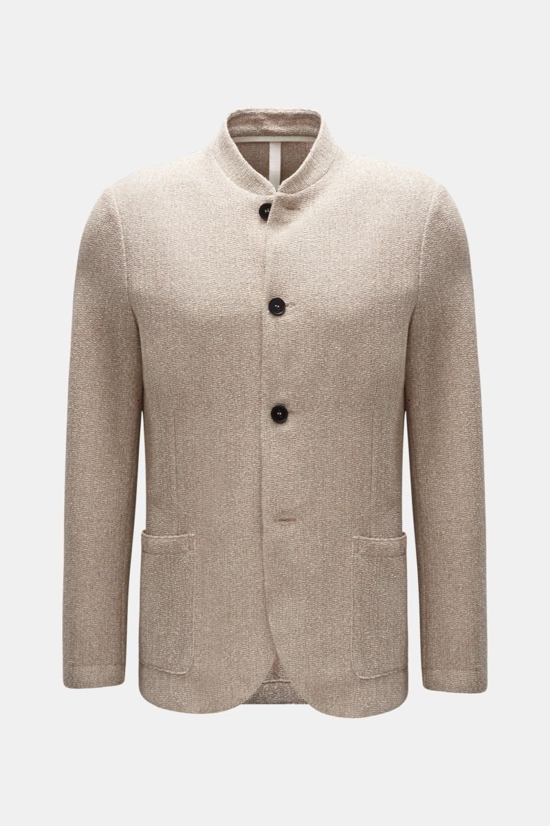 Knit blazer 'Nehru Jacket' beige/white patterned