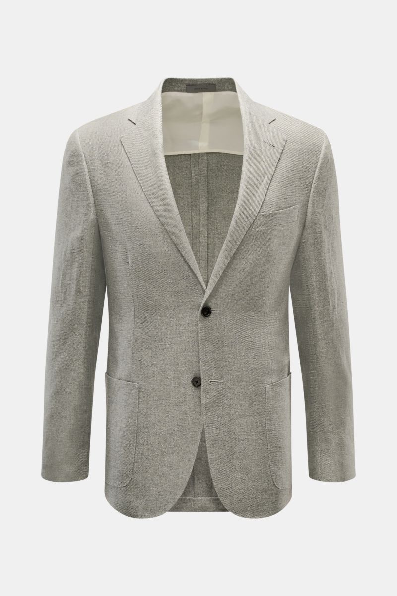Front view of Corneliani Smart-casual jacket sage mottled in a slim fit with two buttons, step lapel, breast and patch hip pockets.

Superlative style from CORNELIANI: in a optimal fit made with Italian expertise, this smart-casual jacket in lightweigh