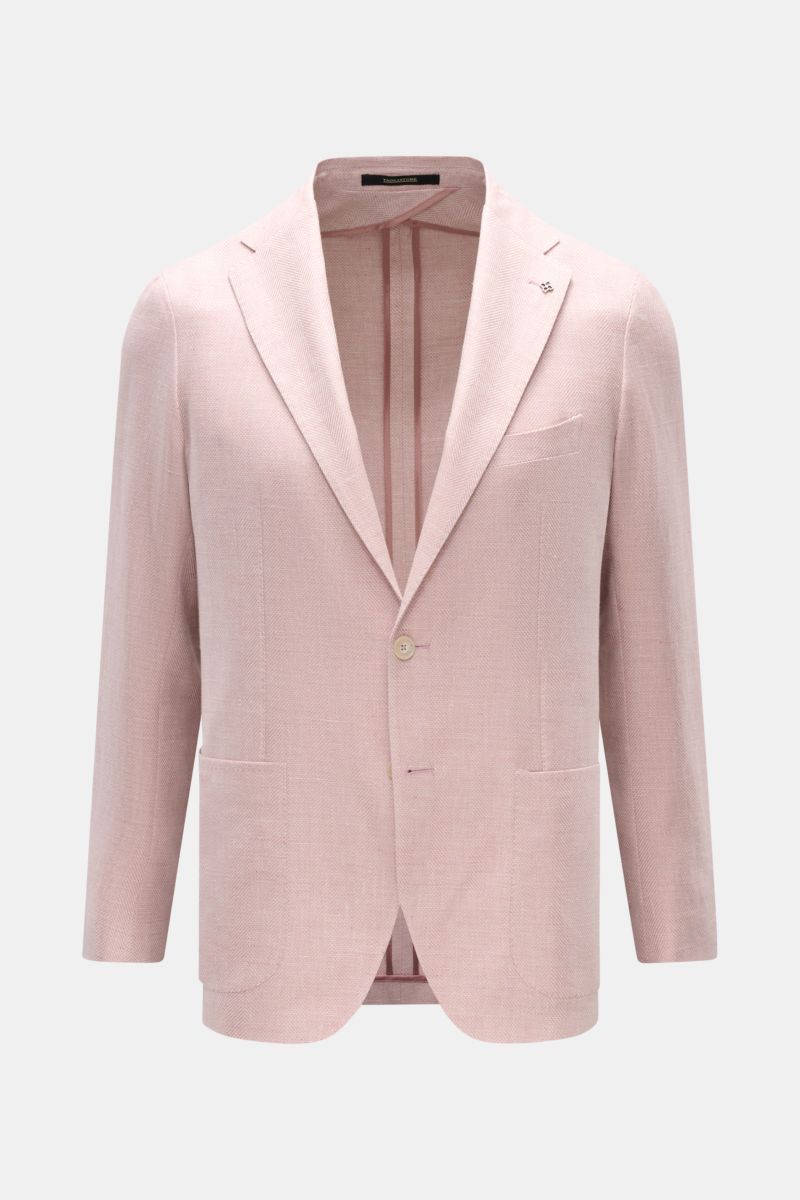 Tagliatore Sakko 'Monte Carlo' altrosa meliert, frontal fotografiert, Slim Fit, Leinen-Baumwoll-Mix mit Fischgratstruktur, zwei Knöpfe, fallendes Revers, Brust- und Hüfttaschen.