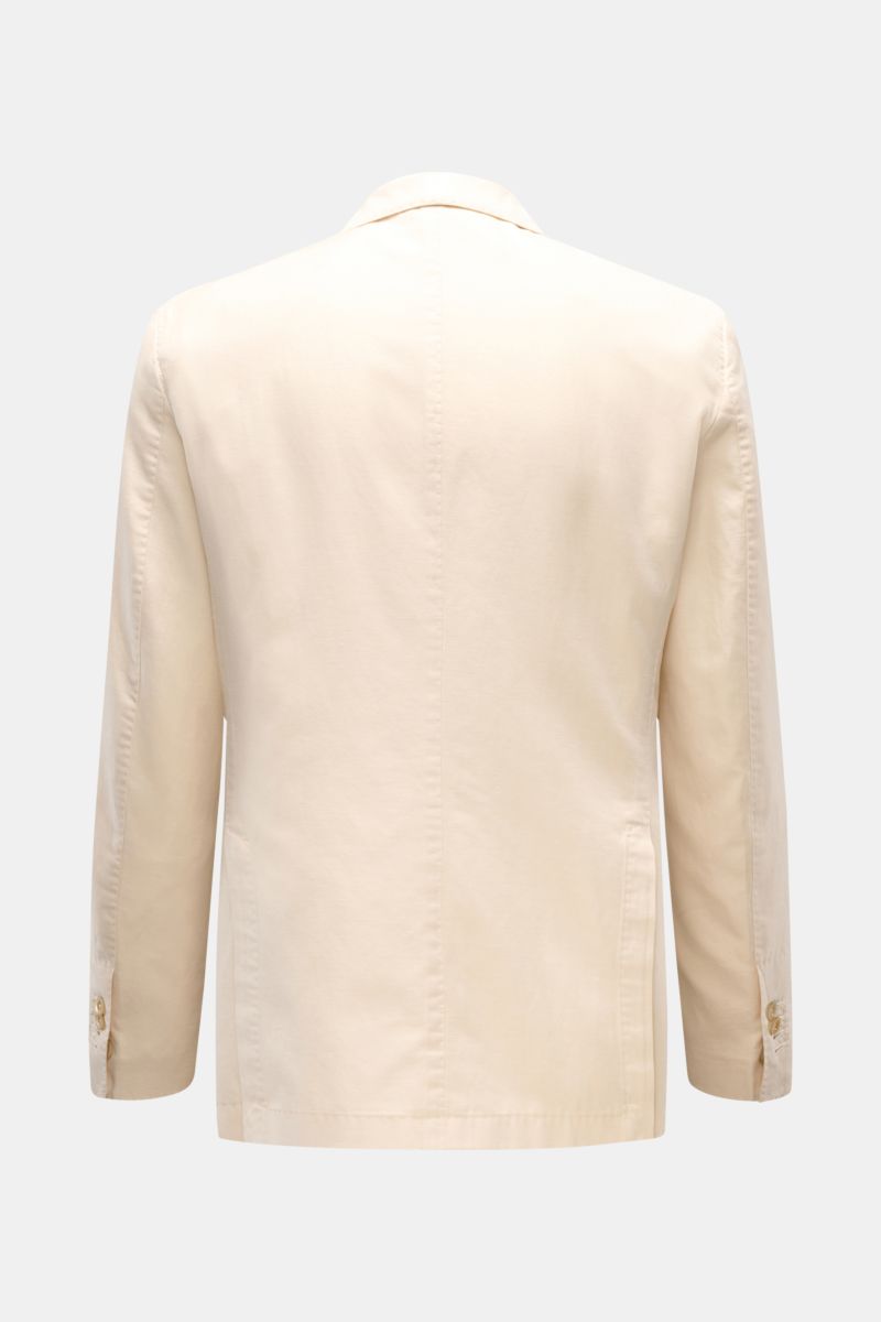 Santaniello Sakko creme in Slim Fit, Rückansicht, taillierter Zwei-Knopf-Stil, weich, Baumwolle-Leinen-Mohair, Unconstructed Design, Seitenschlitze.