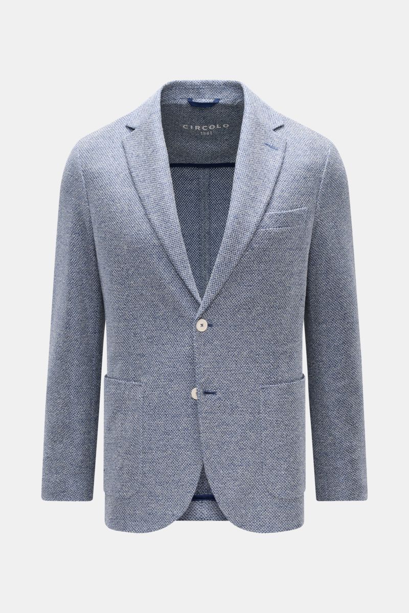 Circolo 1901 Sakko 'Coarse' dunkelblau/navy/weiß meliert, schmal geschnitten, Leinen-Mix, Slim Fit, Unconstructed-Design, frontale Ansicht.
