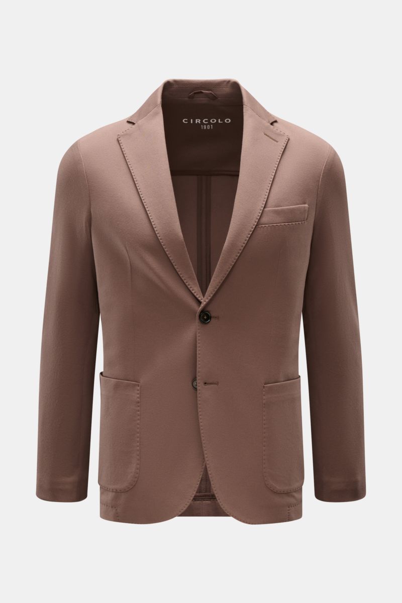 Circolo 1901 Piqué Sakko graubraun, slim Fit, elastischer Baumwoll-Piqué, tailliert, Zwei-Knopf, fallendes Revers, Brust- und Hüfttaschen, von vorne.