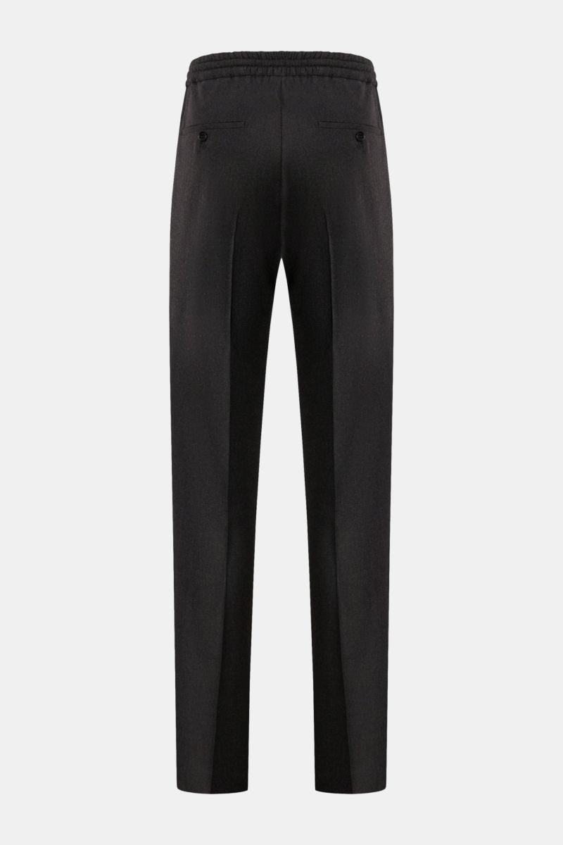 Incotex Woll-Jogpants anthrazit, Rückansicht, reine Wolle, Regular Fit, elastischer Bund mit Tunnelzug, französische Taschen, paspelierte Gesäßtaschen.