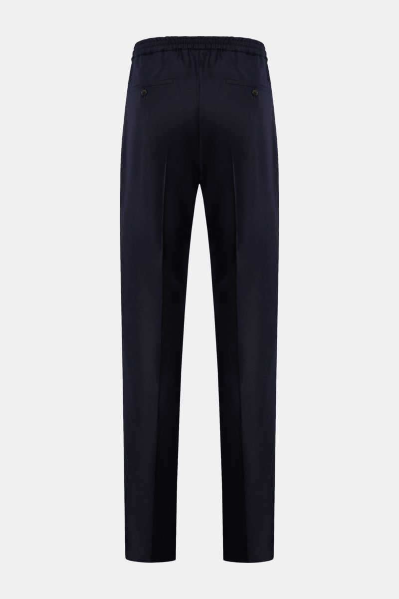 Incotex Woll-Jogpants navy, Rückansicht, reine Wolle, Regular Fit, elastischer Bund mit Tunnelzug, französische Taschen, paspelierte Gesäßtaschen, offene Länge.