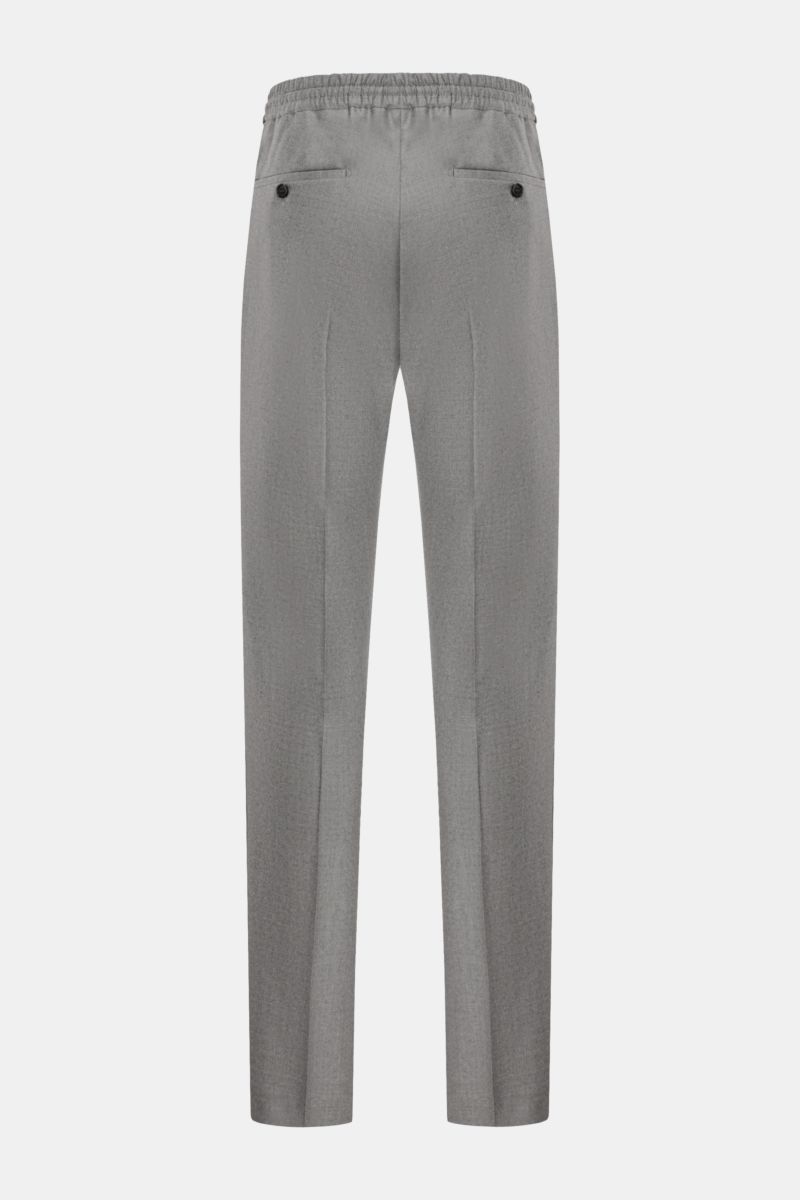 Incotex Woll-Jogpants grau meliert, Rückansicht, aus reiner Wolle mit Regular Fit, elastischem Bund, französischen Taschen und paspelierten Gesäßtaschen.