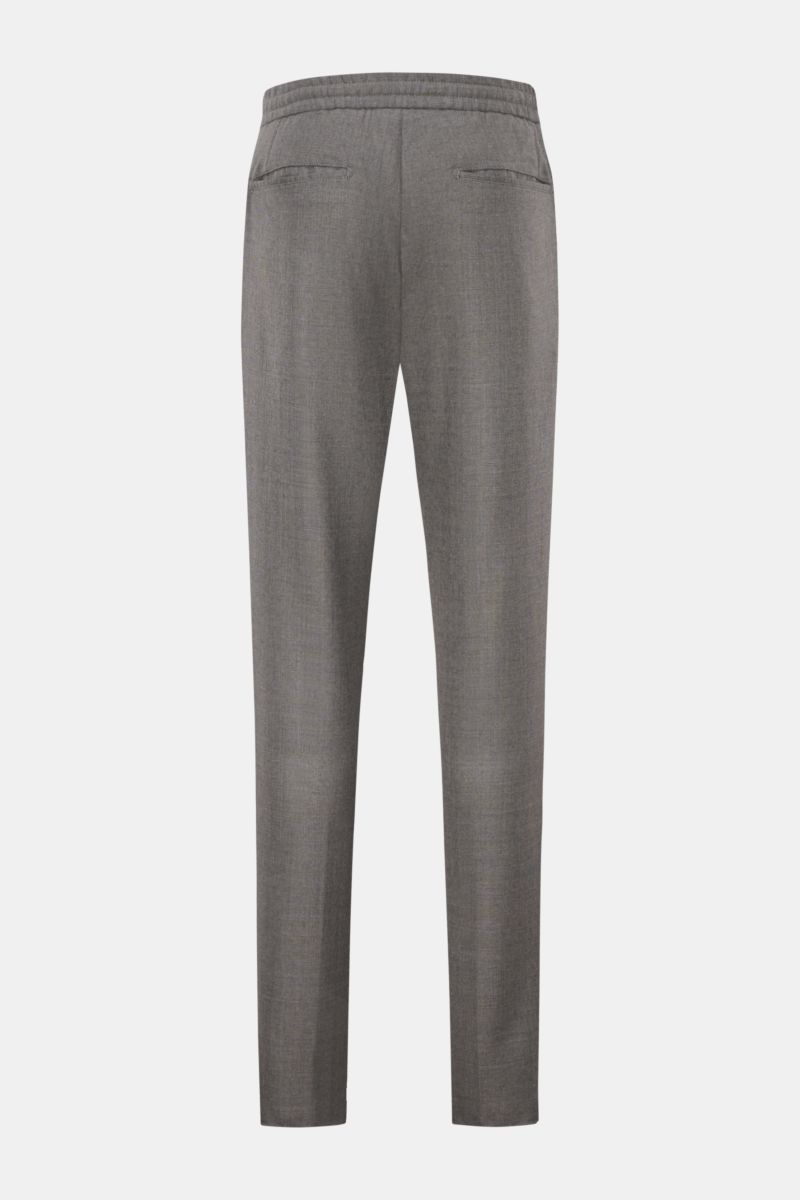 Marco Pescarolo Woll-Jogpants 'Chiaia' dunkelgrau meliert, Rückansicht, Regular Fit, reine Schurwolle, elastischer Bund, paspelierte Taschen.