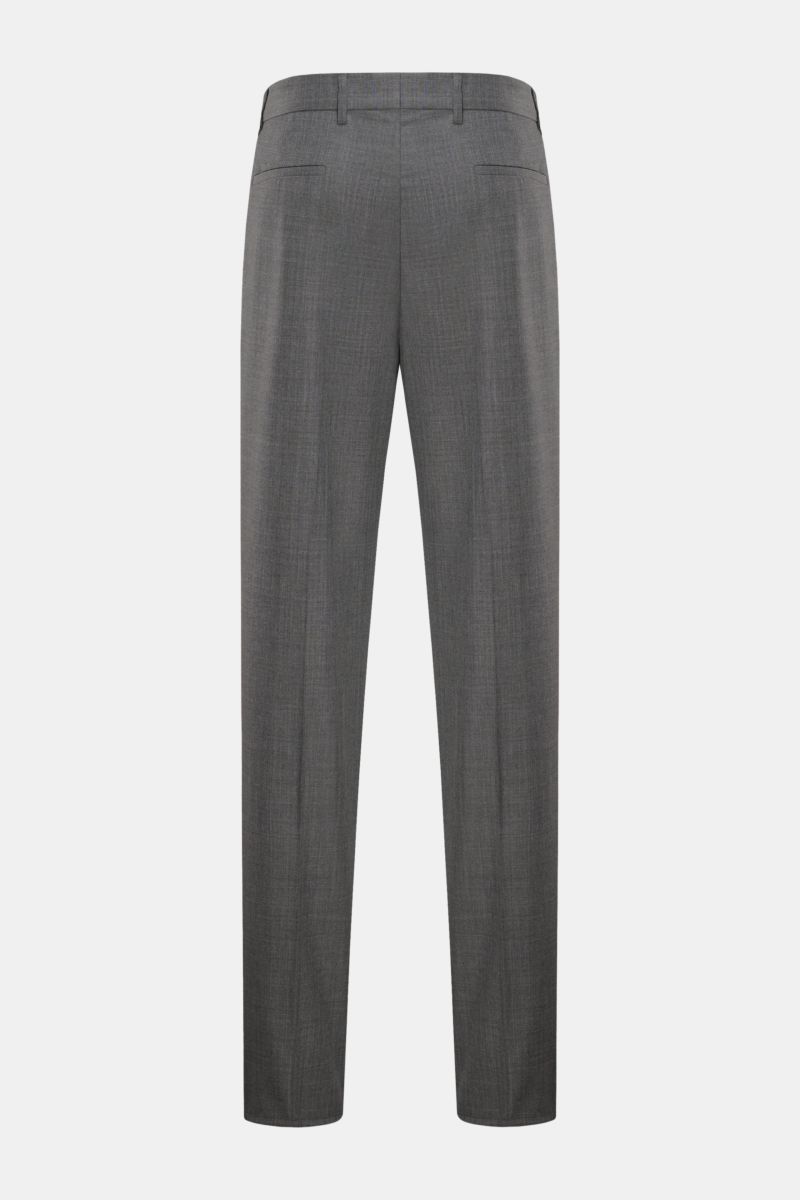 Brunello Cucinelli Wollhose dunkelgrau meliert shown from the back in a straight, slim fit with classic pleat, made of pure virgin wool. 

Ikonisches Essential in italienischer Luxusausführung: Die edle Wollhose mit klassischer Bundfalte von BRUNELLO C