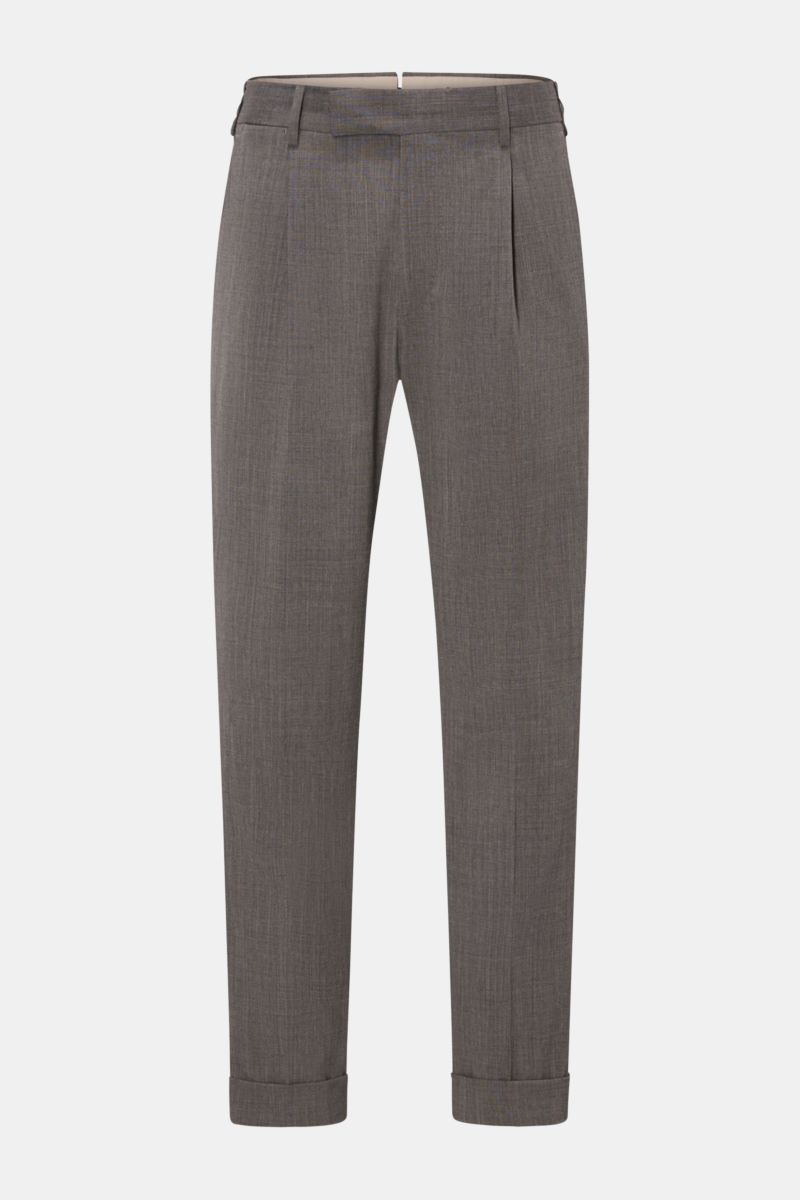 PT Torino Wollhose 'The Rebel' dunkelgrau meliert von vorne, knöchellang, mit leichter elastischer Schurwolle, Bundhaken, französischen Taschen und Saumaufschlag.