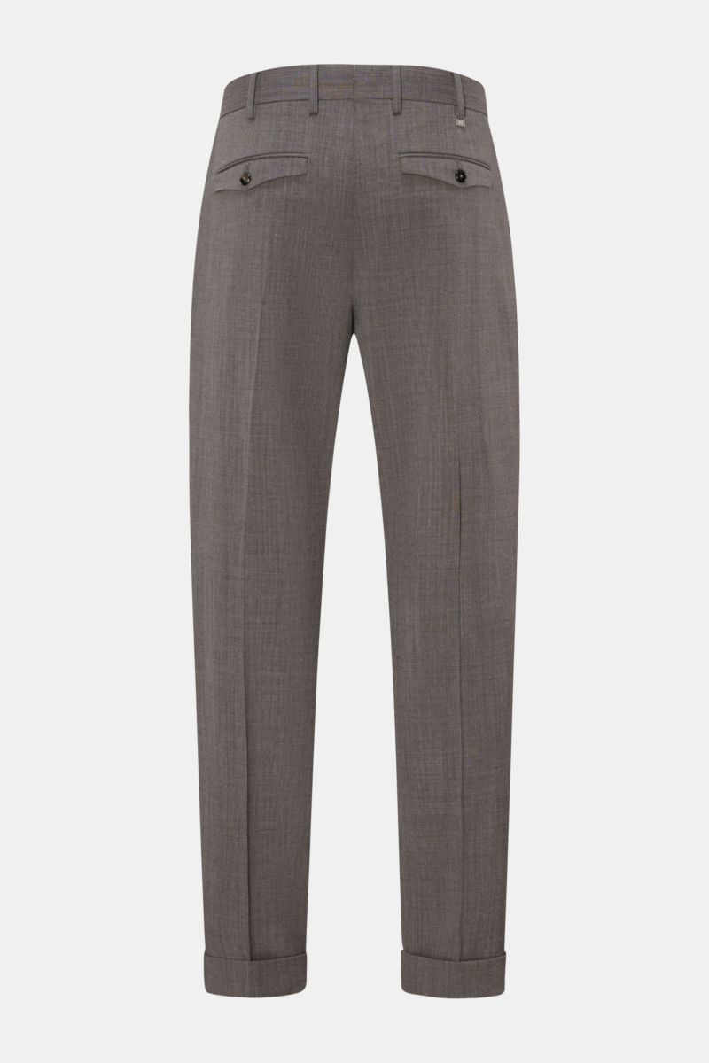 PT Torino Wollhose 'The Rebel' dunkelgrau meliert, Rückansicht, knöchellang mit französischen Taschen, Reißverschluss, Bundhaken, elastische Schurwolle.
