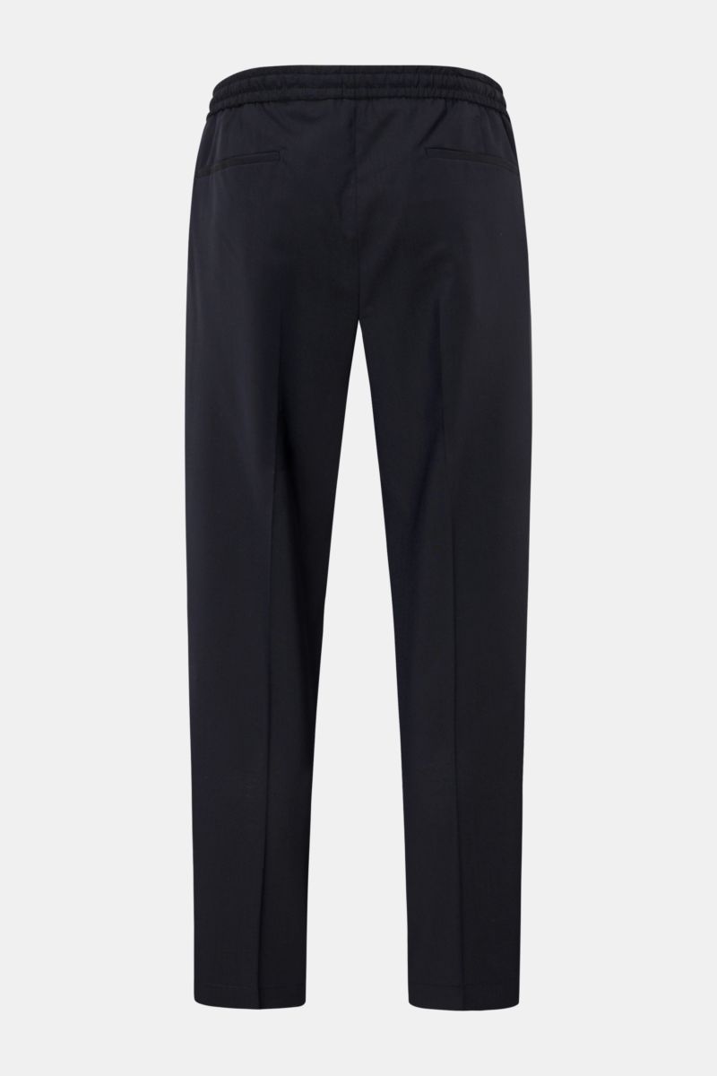 Briglia 1949 Woll-Jogpants 'Wimbledon' dark navy, Rückansicht, knöchellang, hoher Bund, elastischer Tunnelzug, französische & Leistentaschen, Tapered Fit.
