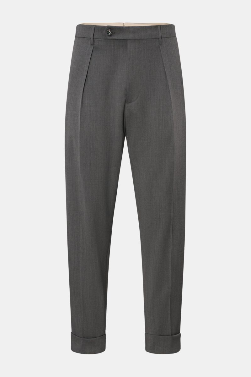 Berwich Wollhose 'Chiaia' grau meliert, knöchellang, sehr schmal zulaufend, Tapered Fit, aus leicht elastischer Schurwolle, Frontansicht.