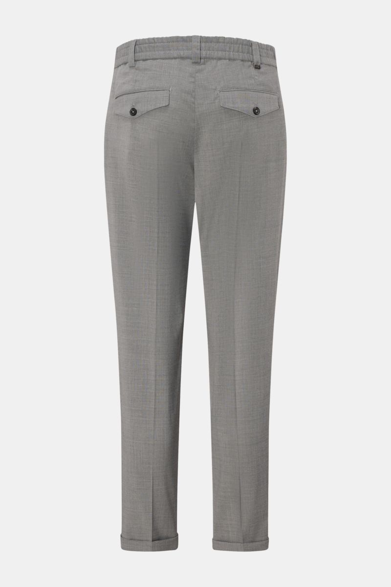 PT Torino Hose 'The Rebel' grau meliert, Rückansicht, knöchellang mit geknöpften Gesäßtaschen, Woll-Microfaser-Mix, Rebel Fit, fixierter Saumaufschlag.