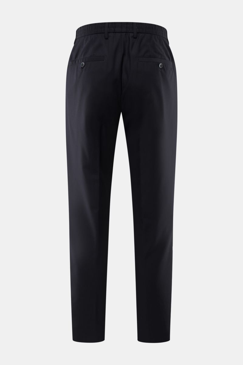 GTA Wollhose 'Davide' dark navy, Rückansicht, reine Schurwolle, Tapered Fit, französische Taschen, elastisches Innenband, verkürzte Beinlänge.