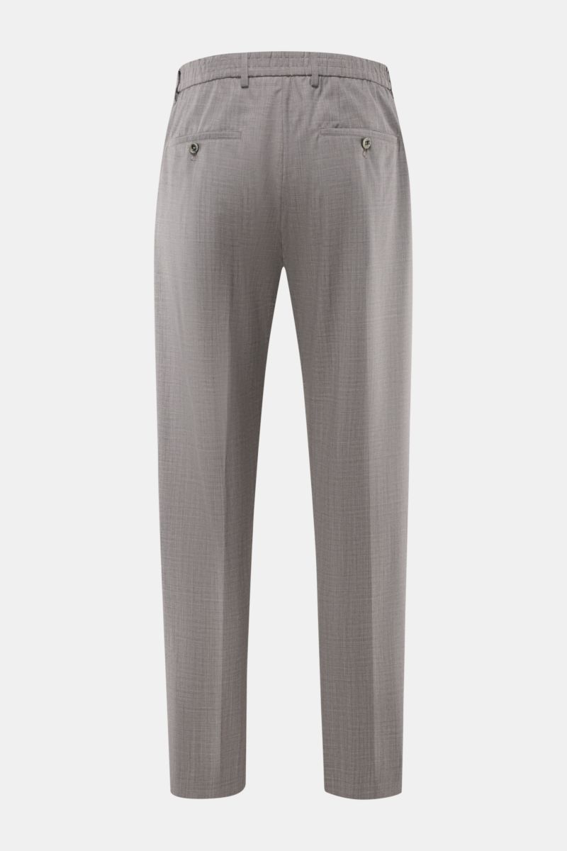 GTA Woll-Jogpants 'New Paul' grau meliert von hinten, reine Schurwolle, elastischer Bund, Reißverschluss, französische Taschen, schmaler, taperter Fit.