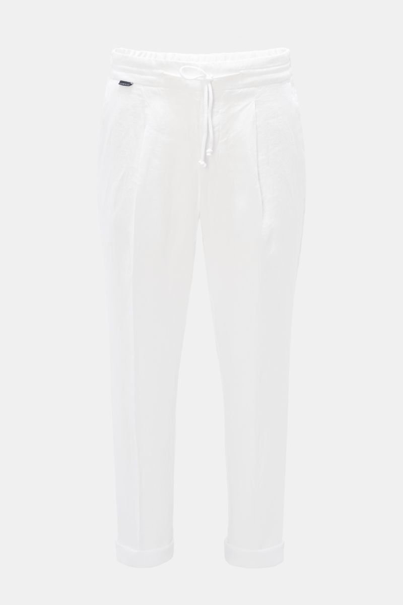 Leinen-Joggpants 'Linen Pleated Pant' weiß