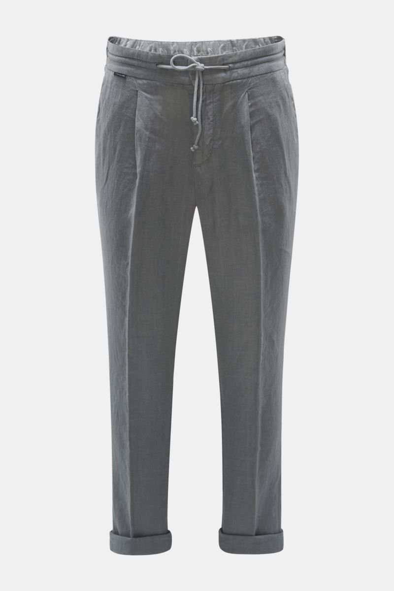 Leinen-Joggpants 'Linen Pleated Pant' grau