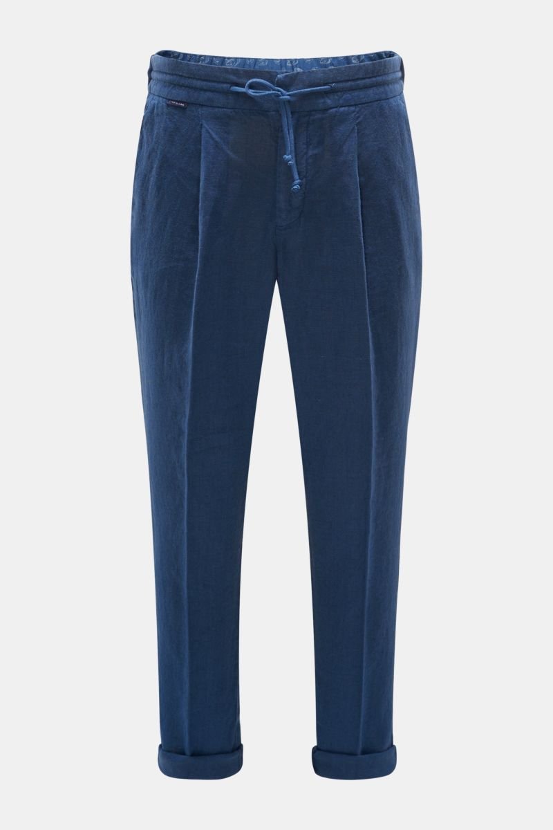 Leinen-Joggpants 'Linen Pleated Pant' dunkelblau
