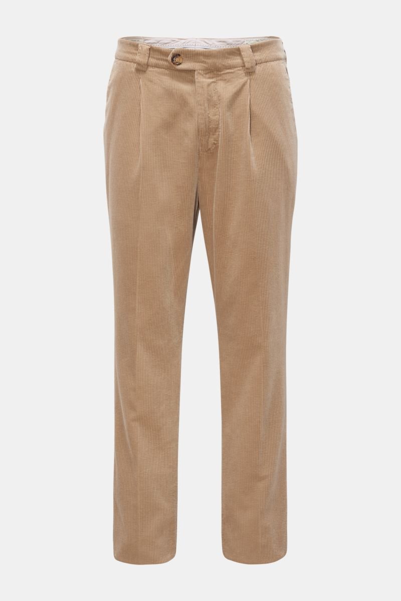 Corduroy trousers 'Leisure Fit' beige