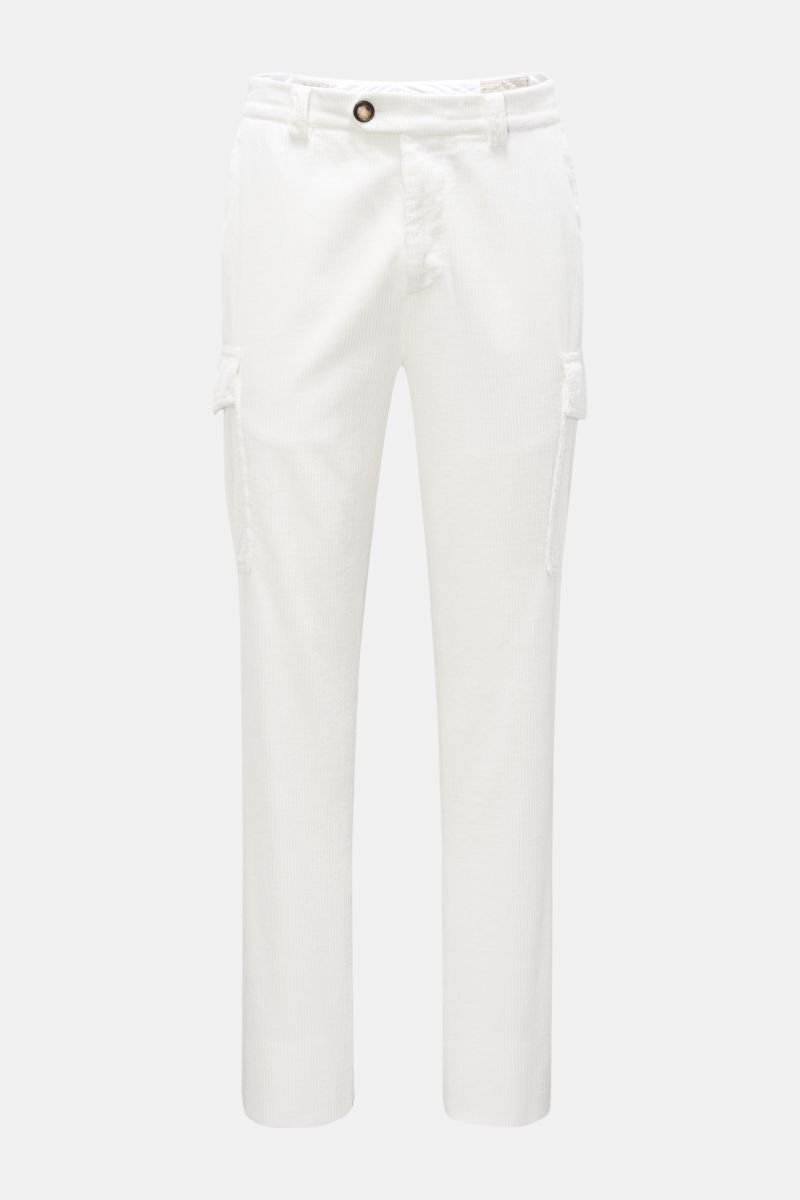 Cargo corduroy trousers 'Leisure Fit' white