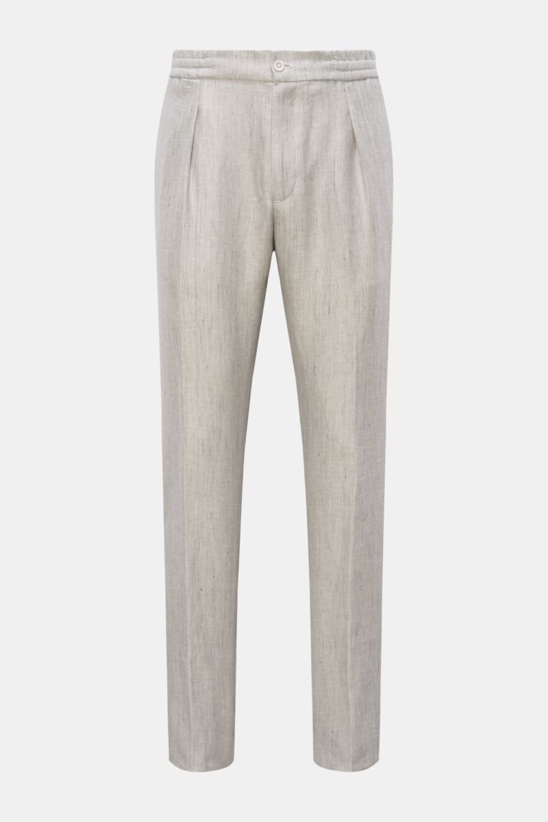 Jogger pants 'Chiaia' light grey patterned
