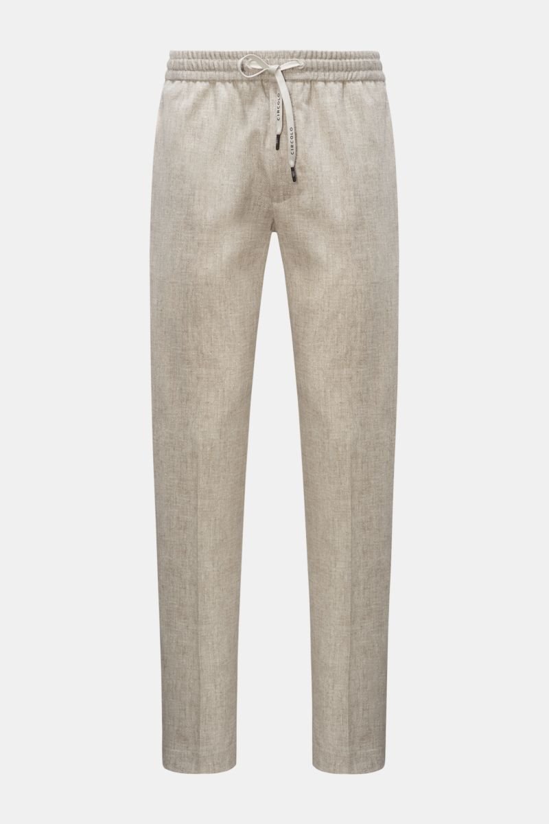 Jersey jogger pants 'Piqué' beige/cream patterned
