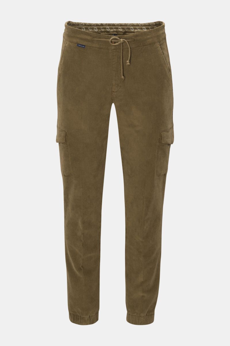 Corduroy jogger pants 'Smart Cord Cargo' olive
