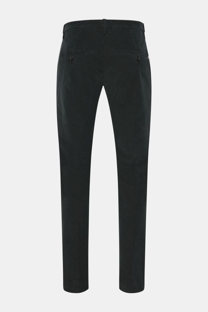 Dondup Cordhose 'Gaubert' schwarz, feine Cordhose aus Baumwolle mit Stretch, Slim Fit, schmal zulaufend, Rückansicht mit Knopf-Gesäßtaschen.