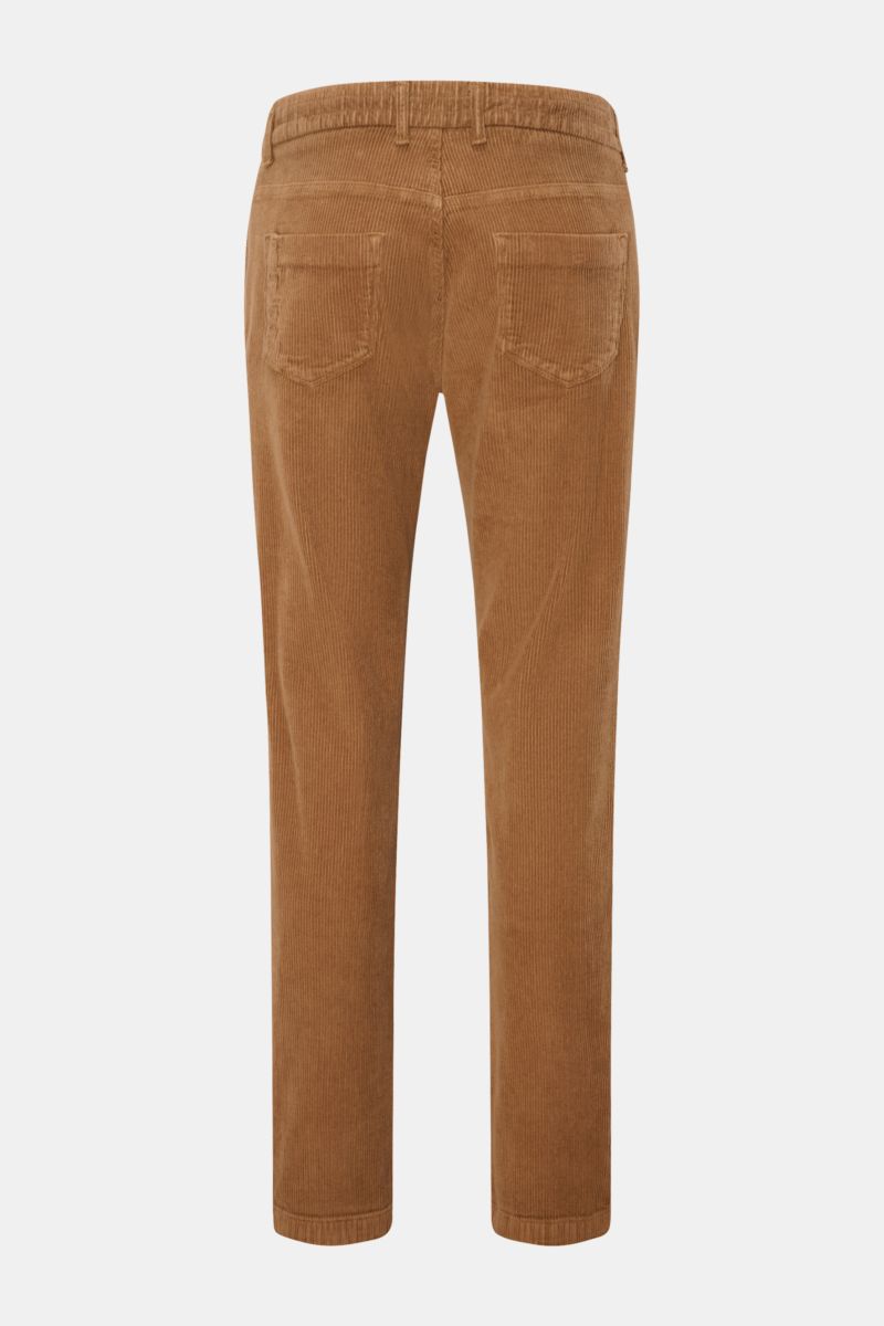 Ace Denim Cord-Jogpants camel, Slim Fit Cordhose aus reiner Baumwolle mit weichem Griff, elastischem Bund, französischen Taschen, Rückansicht.