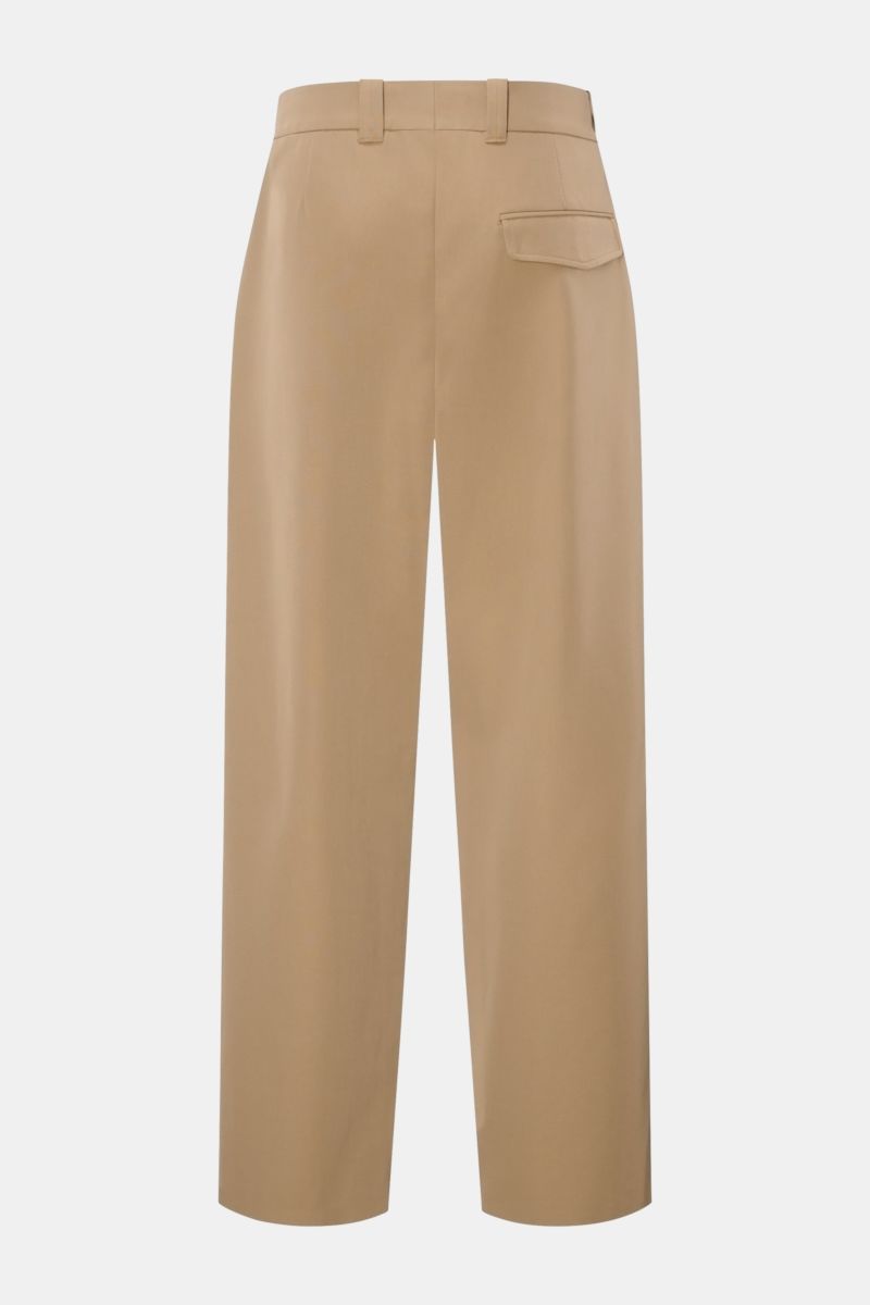 A.P.C. Hose 'Renato' camel, Rückansicht, knöchellang, hoher Bund, Zip Fly, Bundknopf, französische Taschen, Woll-Microfaser-Mix, tapered Fit.