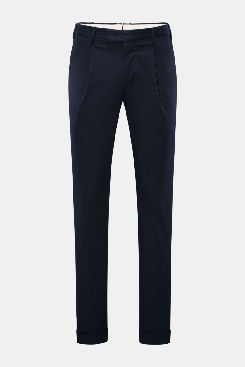 PT Torino Chino 'Master Fit' navy in Frontansicht, Baumwoll-Twill, elastisch, Master Fit, knöchellang mit Saumaufschlag, französische Taschen.