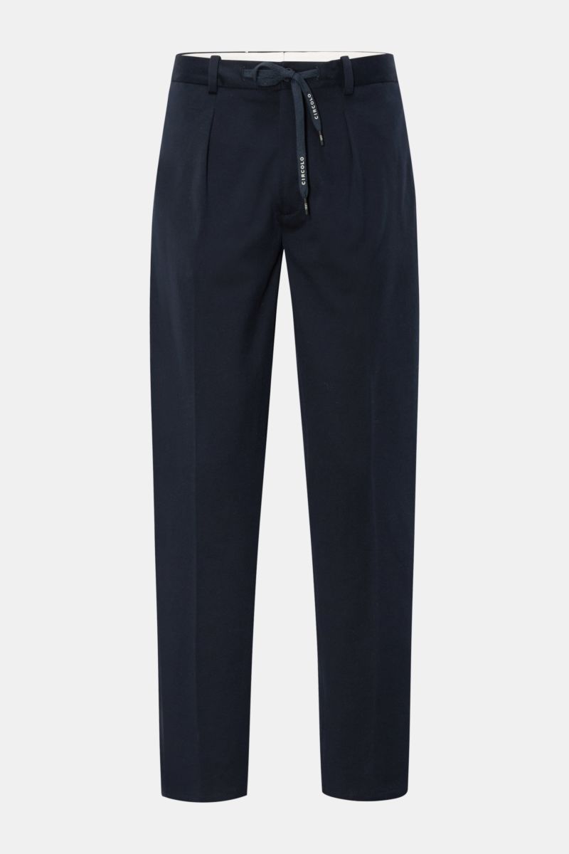 Circolo 1901 Jersey-Jogpants 'Premium Piquet' navy, frontale Ansicht, Regular Fit, elastischer Baumwoll-Piqué, Tunnelzug mit Logo-Print.