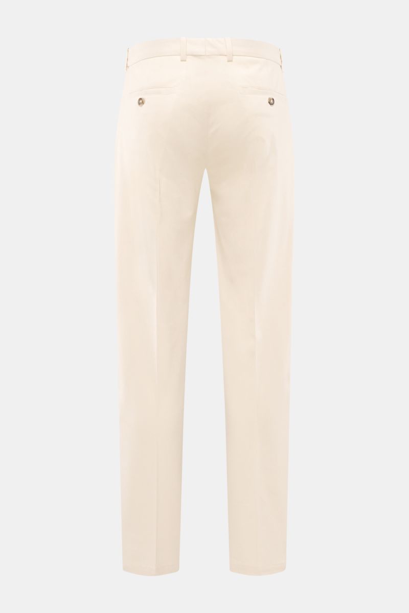Rückansicht der cremefarbenen Circolo 1901 Jersey-Jogpants 'Premium Piquet' aus elastischem, leicht strukturiertem Piqué-Jersey mit Taschen.